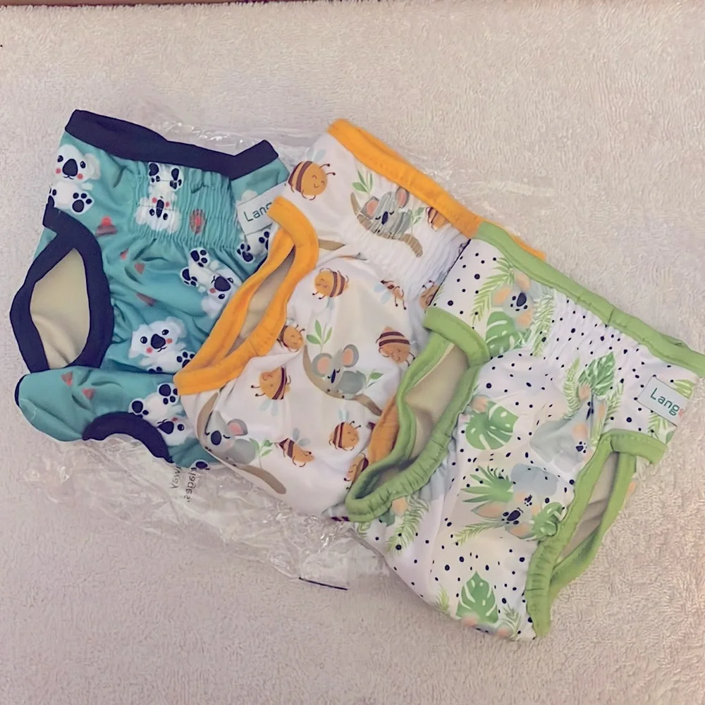 Langsprit Washable Female Dog Diapers (3 Pack), Koala print, sz S